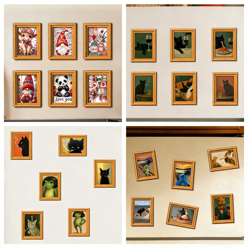 6 ชิ้น/ชุด แม่เหล็กติดตู้เย็นไ - Engraved Wood Frame บทวิจารณ์และราคา